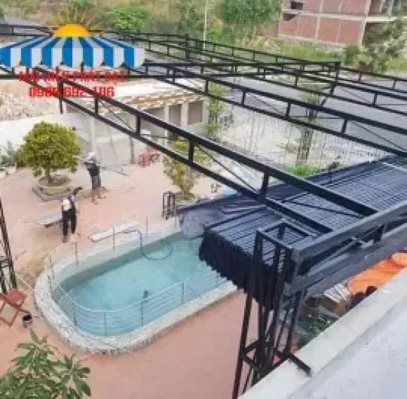 THI CÔNG MÁI XẾP CHO HỒ BƠI